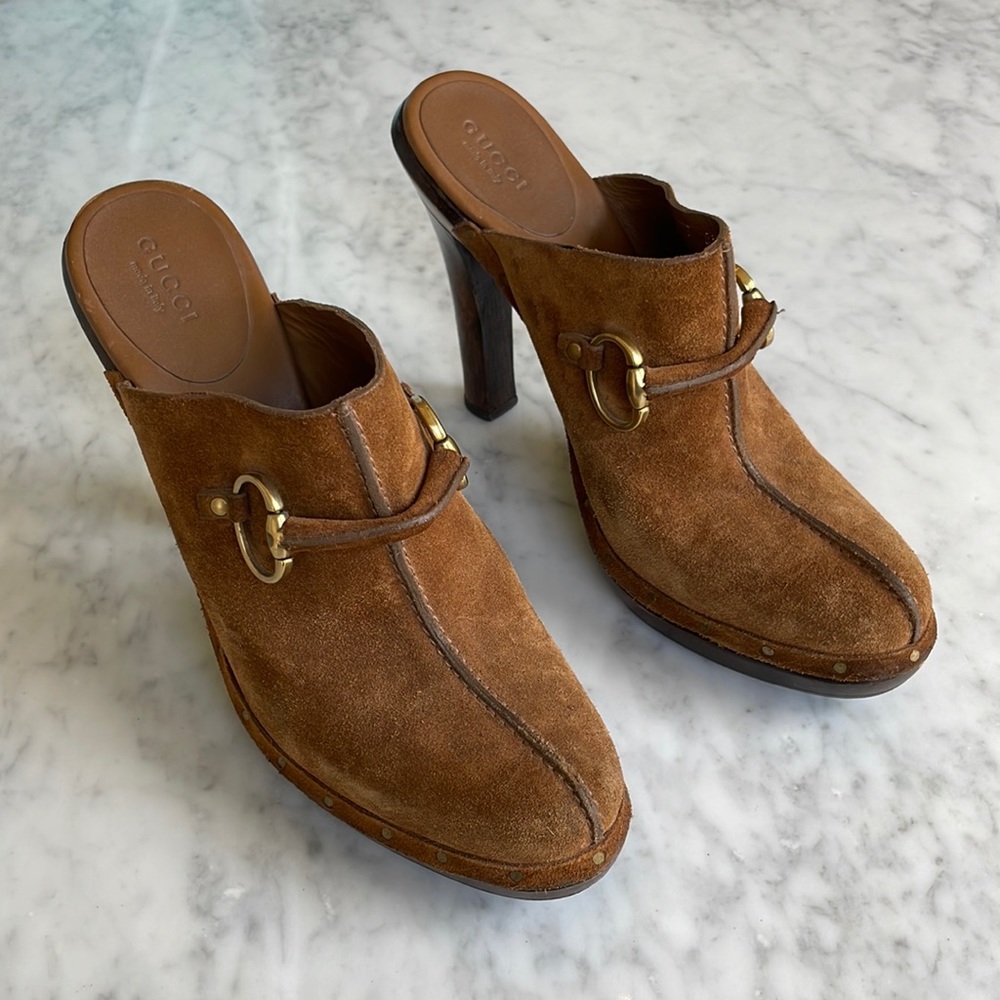 Gucci Women's Brown Suede Mules